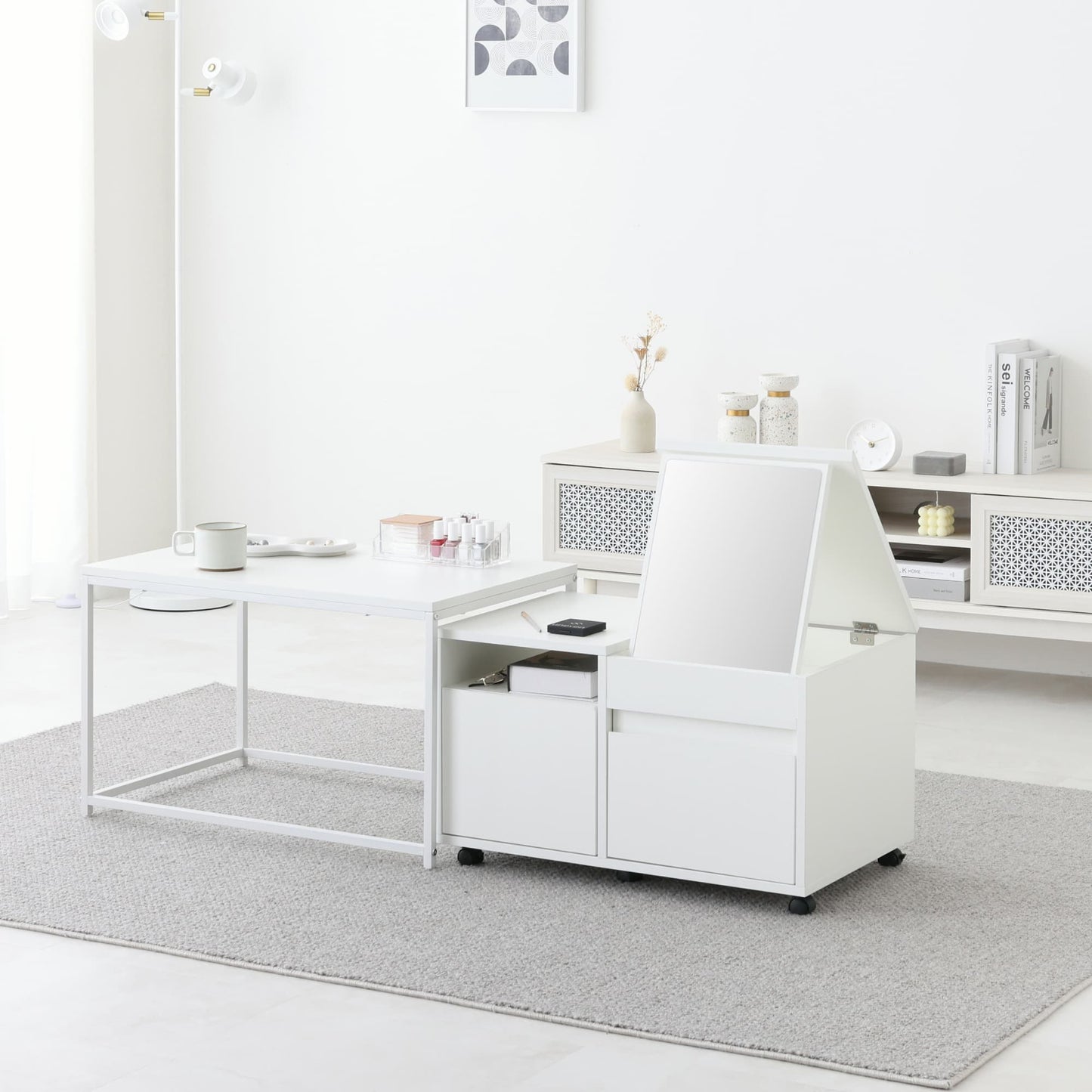 ドレッサーテーブル Toruco-F (トルコ)【横幅70~135cm】