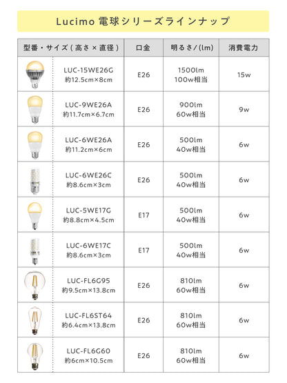 Lucimoリモコン式 LEDフィラメント電球 口金E26 60W相当