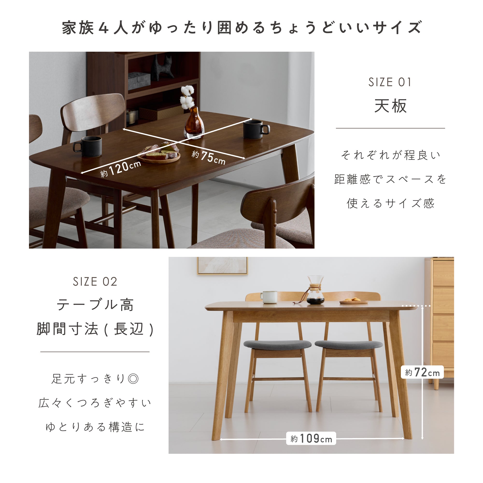 ダイニングテーブル Chiano-T120（キアノ-T120）【幅120cm】