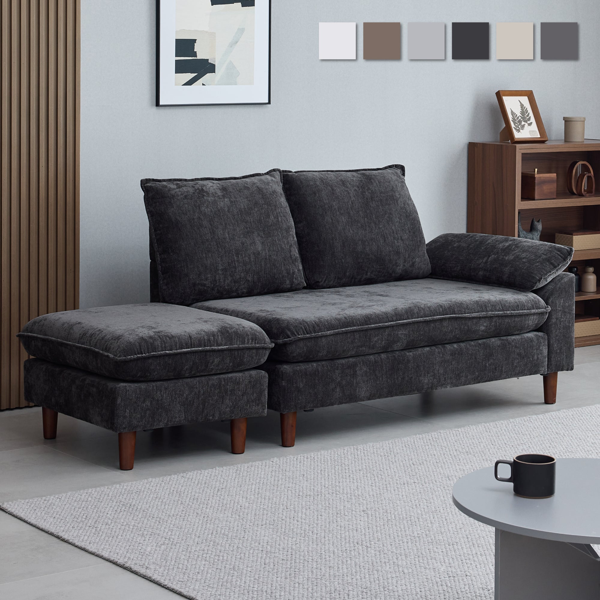 あす着] 幅185cm カウチソファ 2人掛け レイアウト自由自在 ペット対応