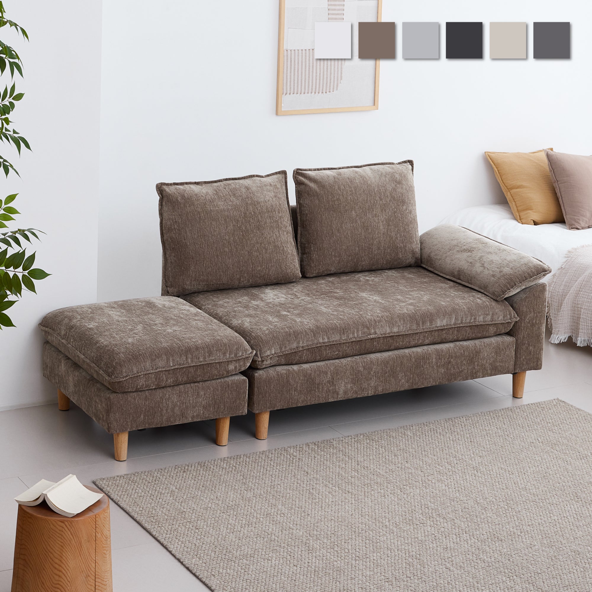 あす着] 幅185cm カウチソファ 2人掛け レイアウト自由自在 ペット対応