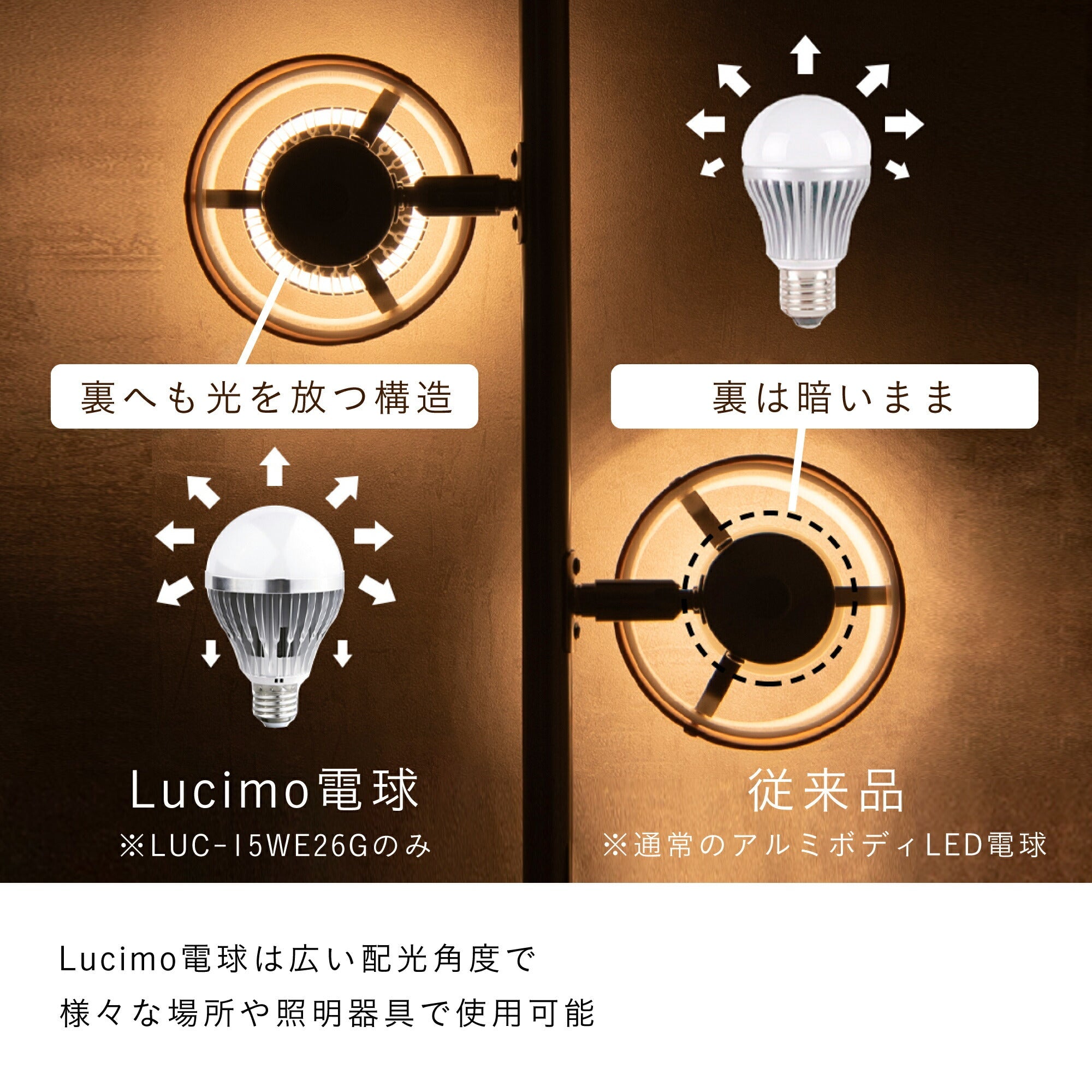 Lucimo 口金E26 100w相当 【電球4個リモコン別売り】