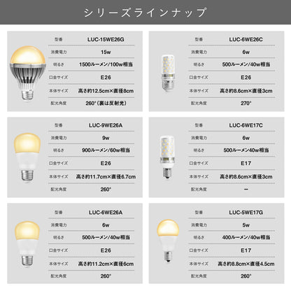 Lucimo 口金E26 60w相当【電球6個リモコン1個セット】